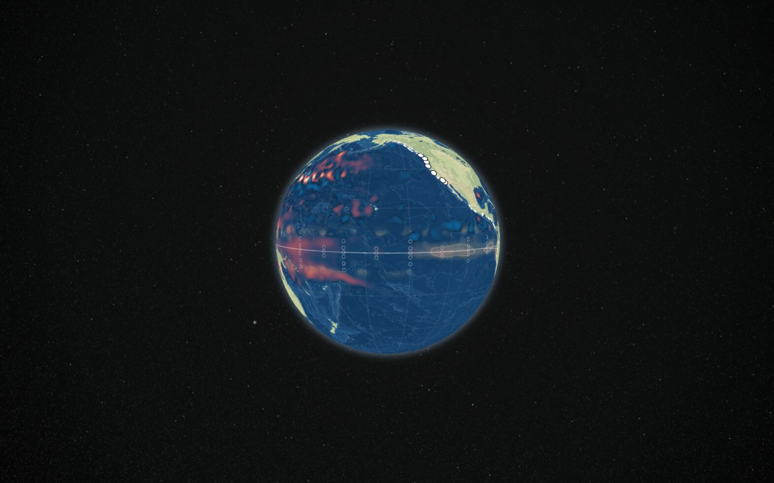 The globe on March 3 against a plain field of stars.